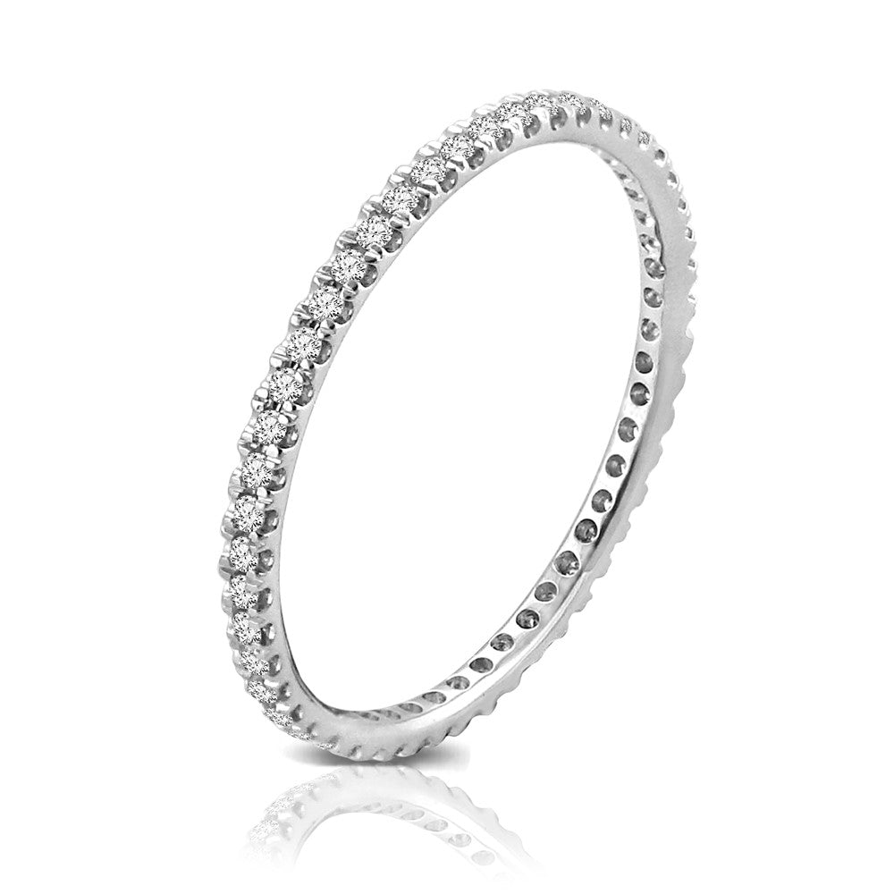 1.3mm Platinum U Shared Prong 1/4 Ctw Diamond Eternity Band, Item R12455 by The Black Bow Jewelry Co.