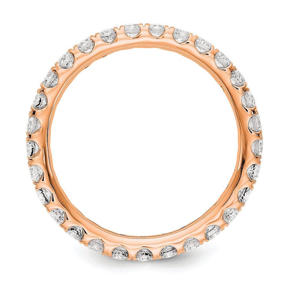 Alternate view of the 14K Rose Gold U Shared 1.0Ctw Lab Cr. Diamond Eternity Band Size 4 by The Black Bow Jewelry Co.