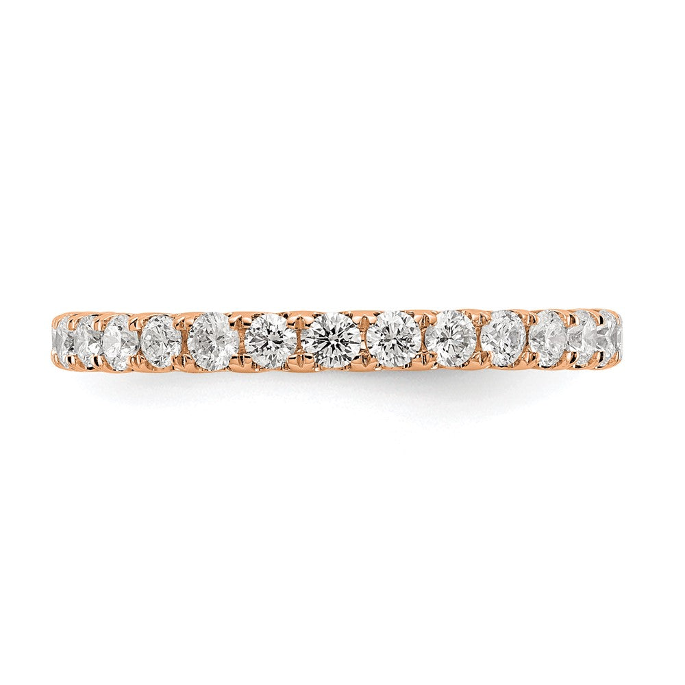 Alternate view of the 14K Rose Gold U Shared 1.0Ctw Lab Cr. Diamond Eternity Band Size 4 by The Black Bow Jewelry Co.