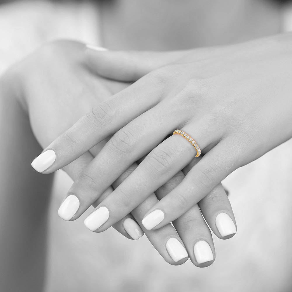 Alternate view of the 14K Yellow Gold U Shared 1.0Ctw Lab Cr. Diamond Eternity Band Size 4 by The Black Bow Jewelry Co.