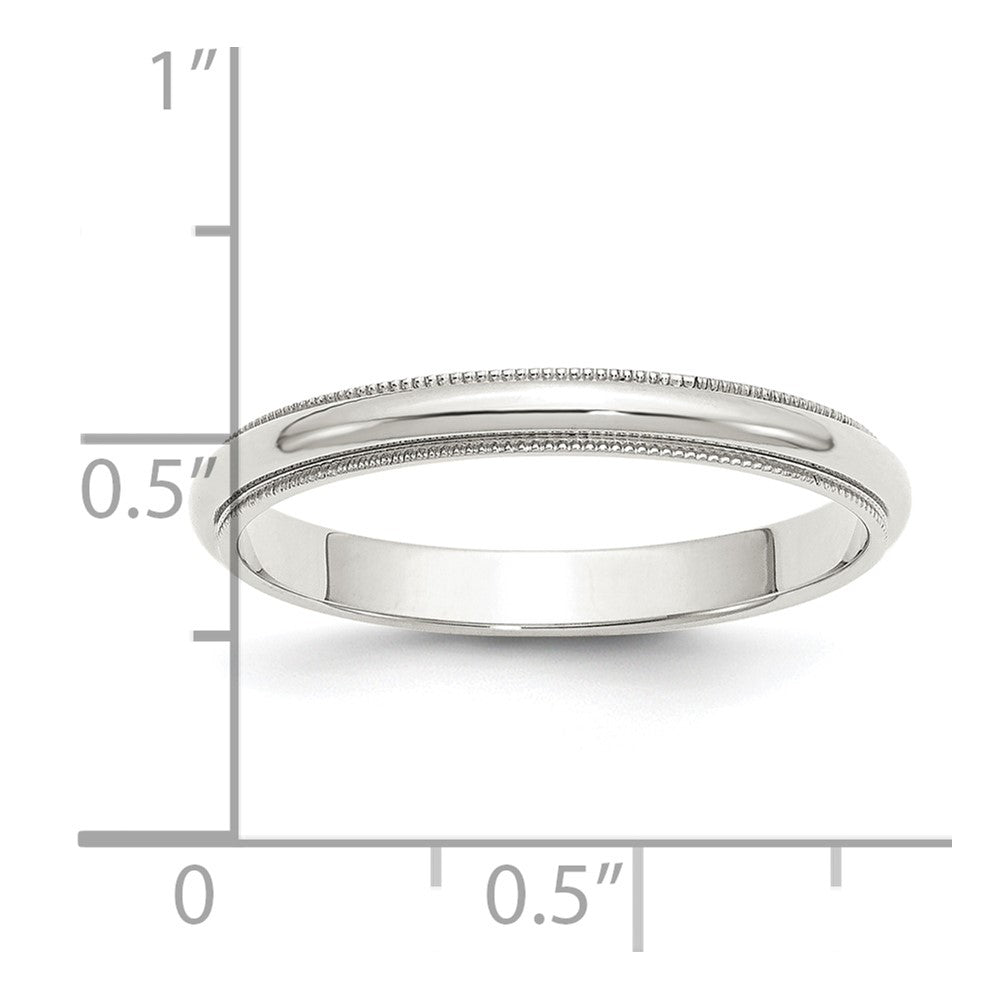 Alternate view of the 3mm Rhodium Plated Sterling Silver Milgrain Standard Fit Band by The Black Bow Jewelry Co.