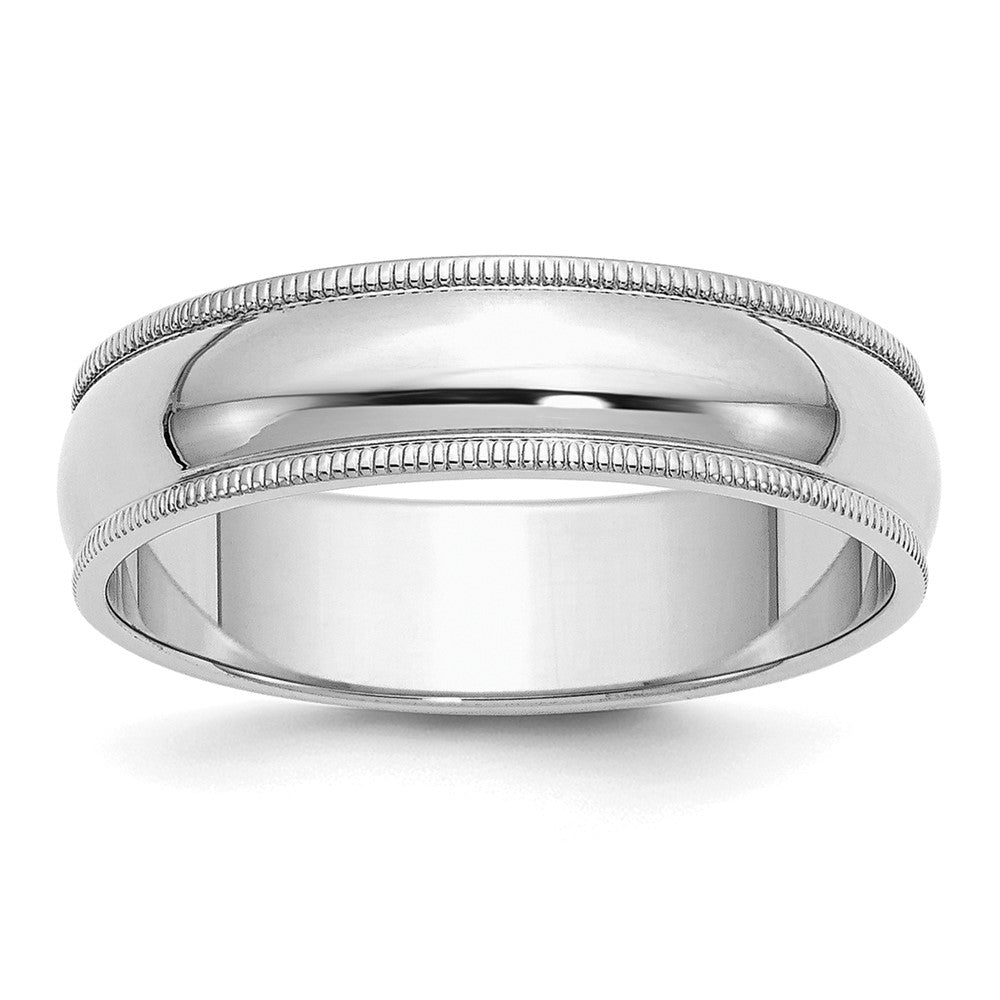6mm Rhodium Plated Sterling Silver Milgrain Standard Fit Band, Item R12472 by The Black Bow Jewelry Co.