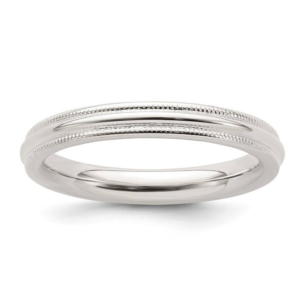 3mm Sterling Silver Half Round Milgrain Comfort Fit Band, Item R12473 by The Black Bow Jewelry Co.