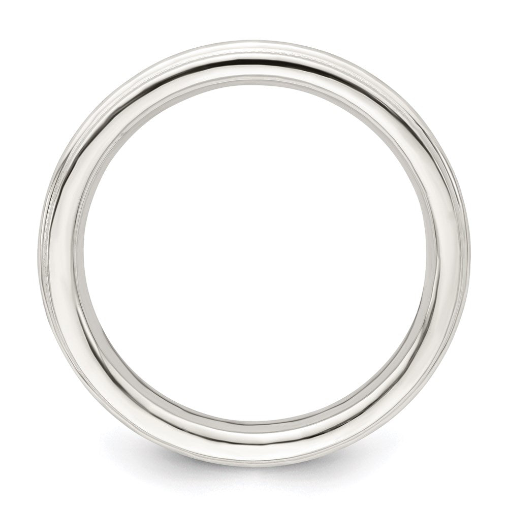 Alternate view of the 3mm Sterling Silver Half Round Milgrain Comfort Fit Band by The Black Bow Jewelry Co.