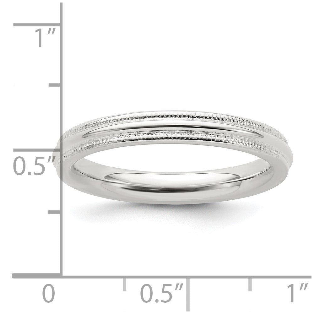 Alternate view of the 3mm Sterling Silver Half Round Milgrain Comfort Fit Band by The Black Bow Jewelry Co.