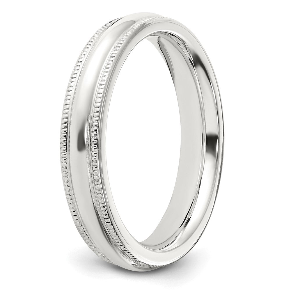 Alternate view of the 4mm Sterling Silver Half Round Milgrain Comfort Fit Band by The Black Bow Jewelry Co.