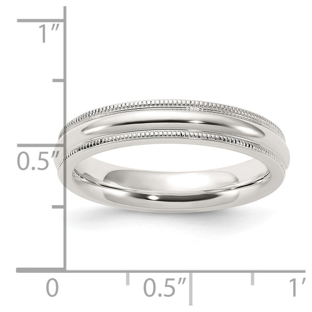 Alternate view of the 4mm Sterling Silver Half Round Milgrain Comfort Fit Band by The Black Bow Jewelry Co.