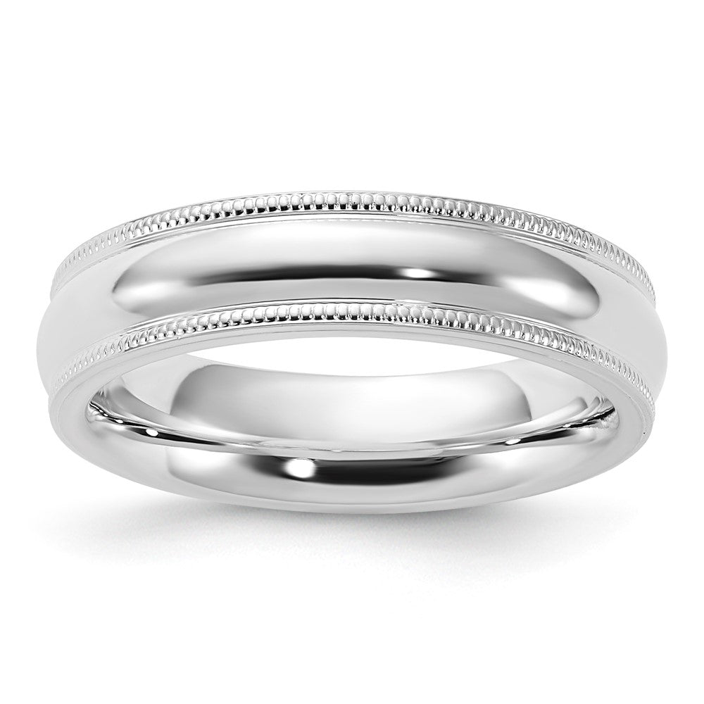5mm Sterling Silver Half Round Milgrain Comfort Fit Band, Item R12475 by The Black Bow Jewelry Co.