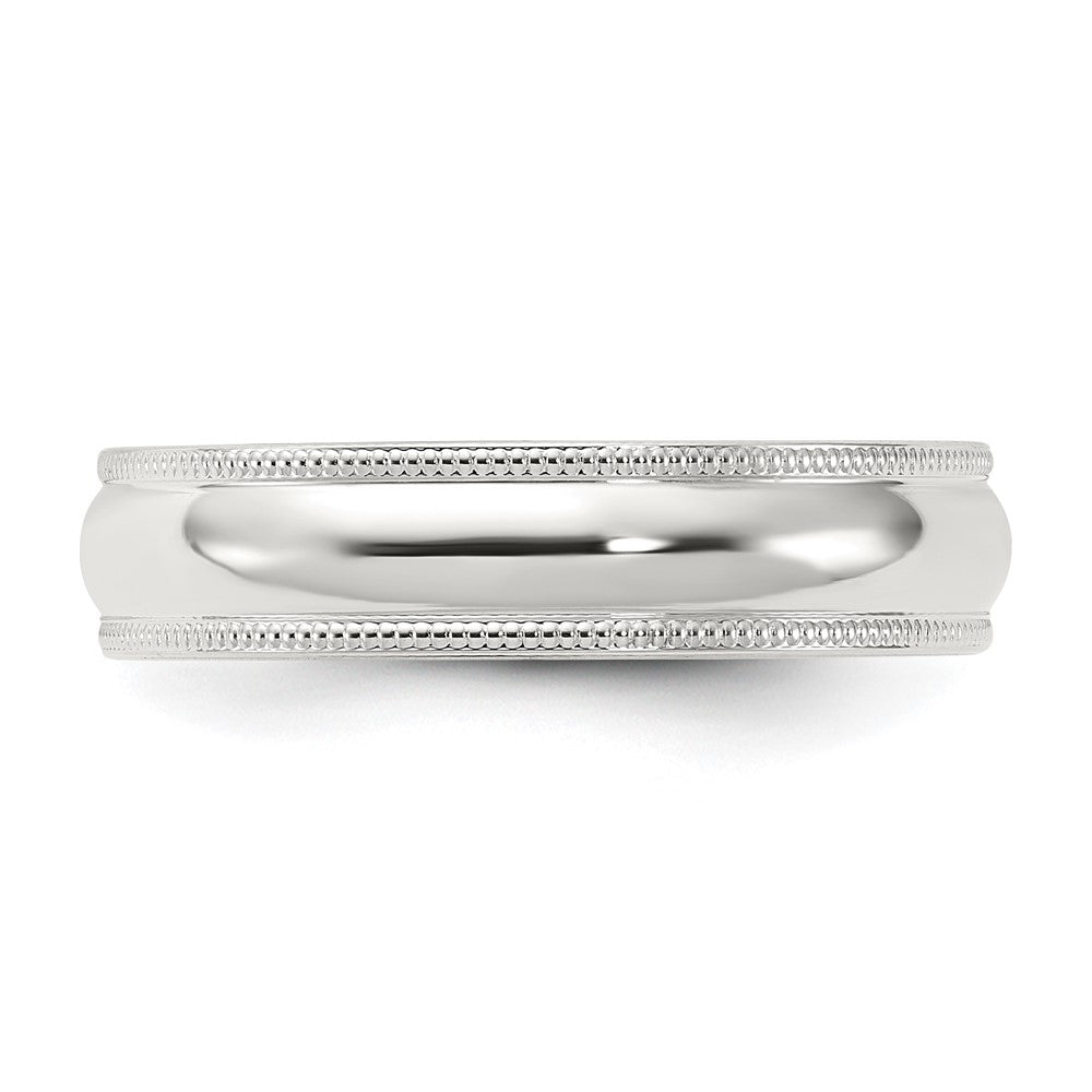 Alternate view of the 5mm Sterling Silver Half Round Milgrain Comfort Fit Band by The Black Bow Jewelry Co.