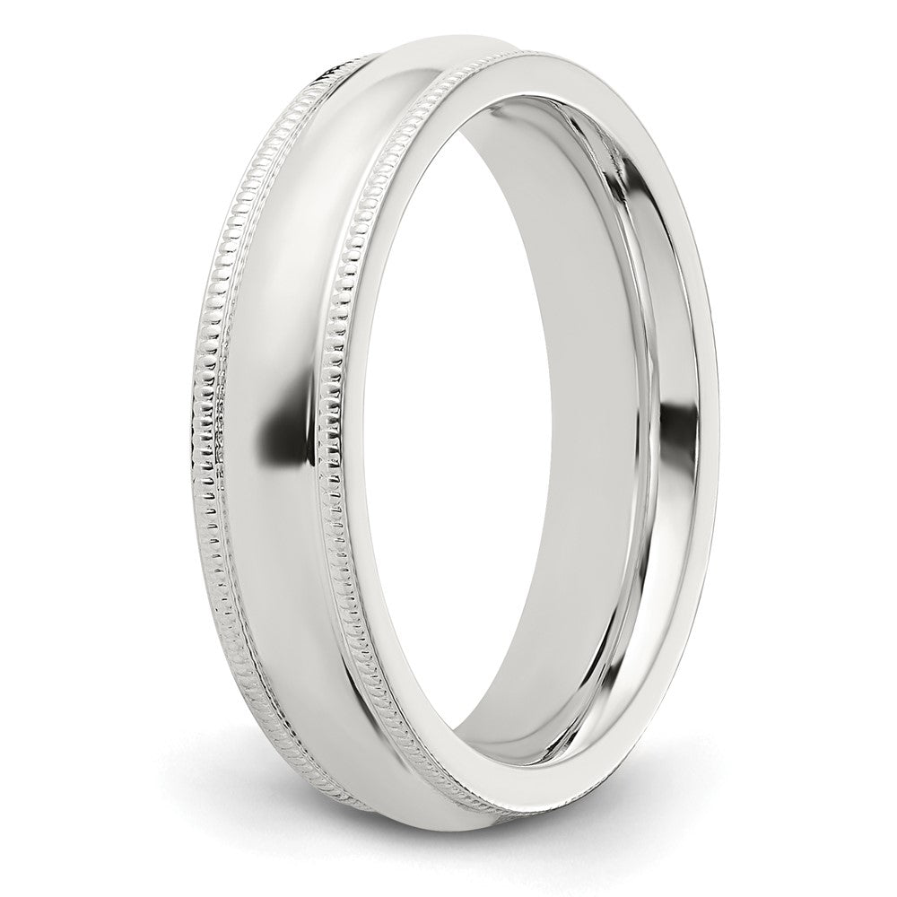 Alternate view of the 5mm Sterling Silver Half Round Milgrain Comfort Fit Band by The Black Bow Jewelry Co.