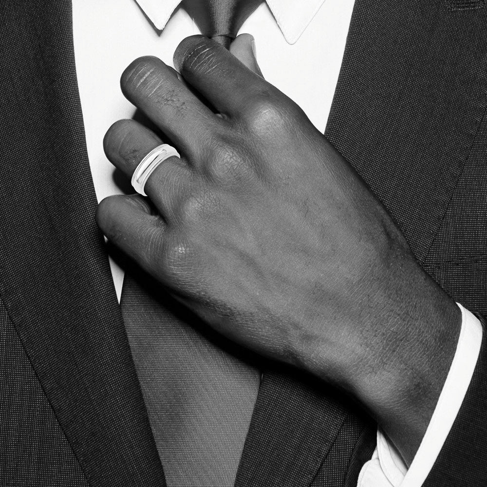 Alternate view of the 5mm Sterling Silver Half Round Milgrain Comfort Fit Band by The Black Bow Jewelry Co.