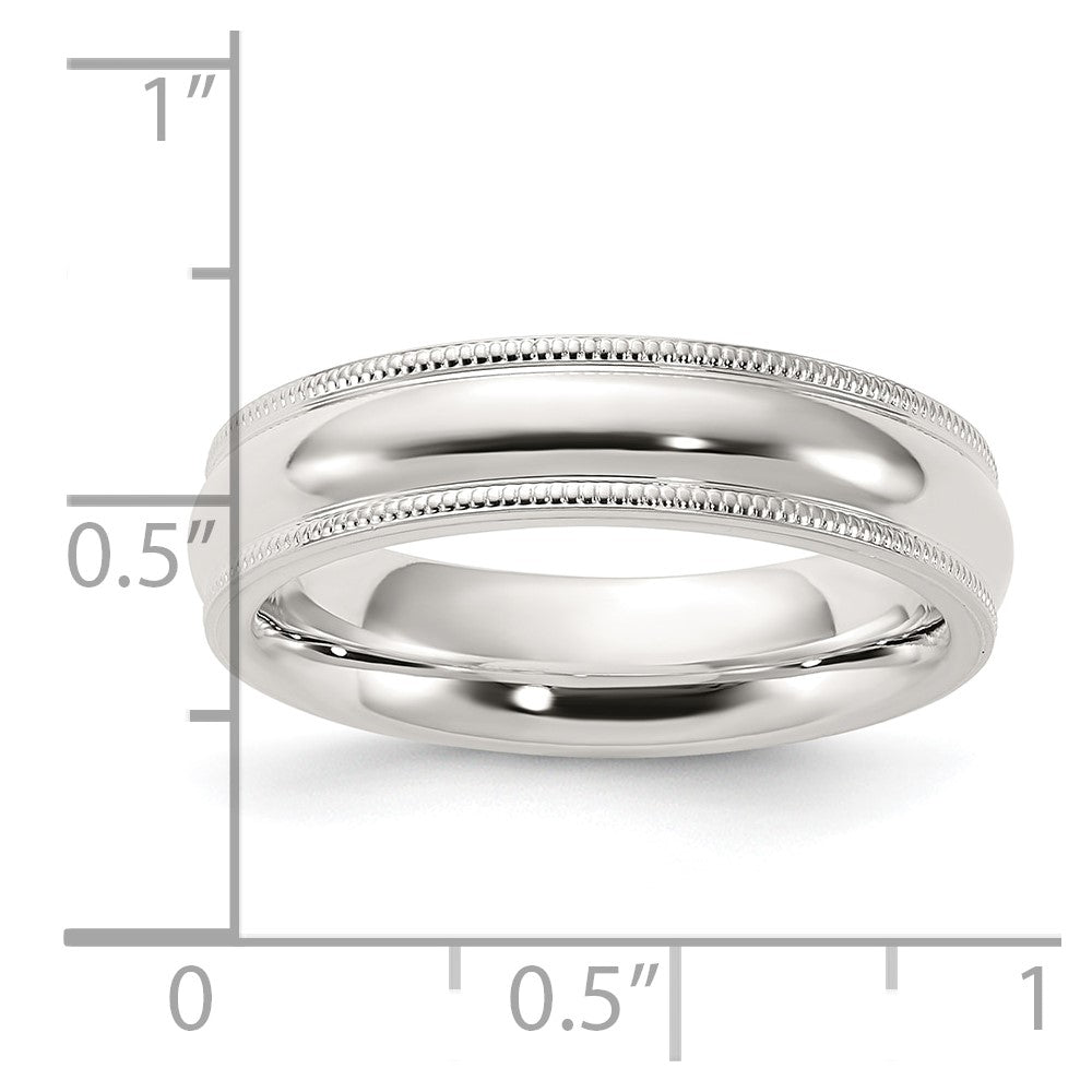 Alternate view of the 5mm Sterling Silver Half Round Milgrain Comfort Fit Band by The Black Bow Jewelry Co.