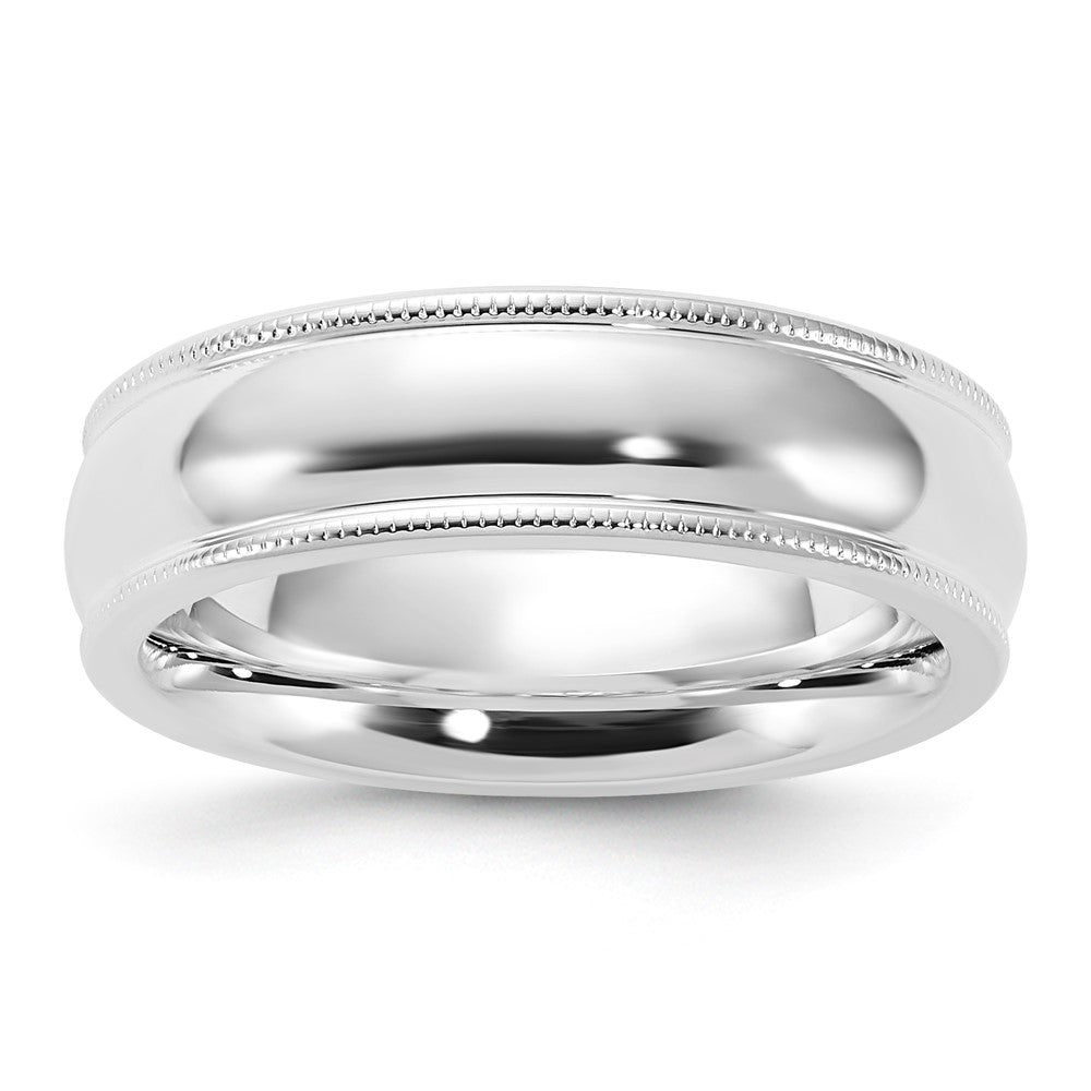6mm Sterling Silver Half Round Milgrain Comfort Fit Band, Item R12476 by The Black Bow Jewelry Co.