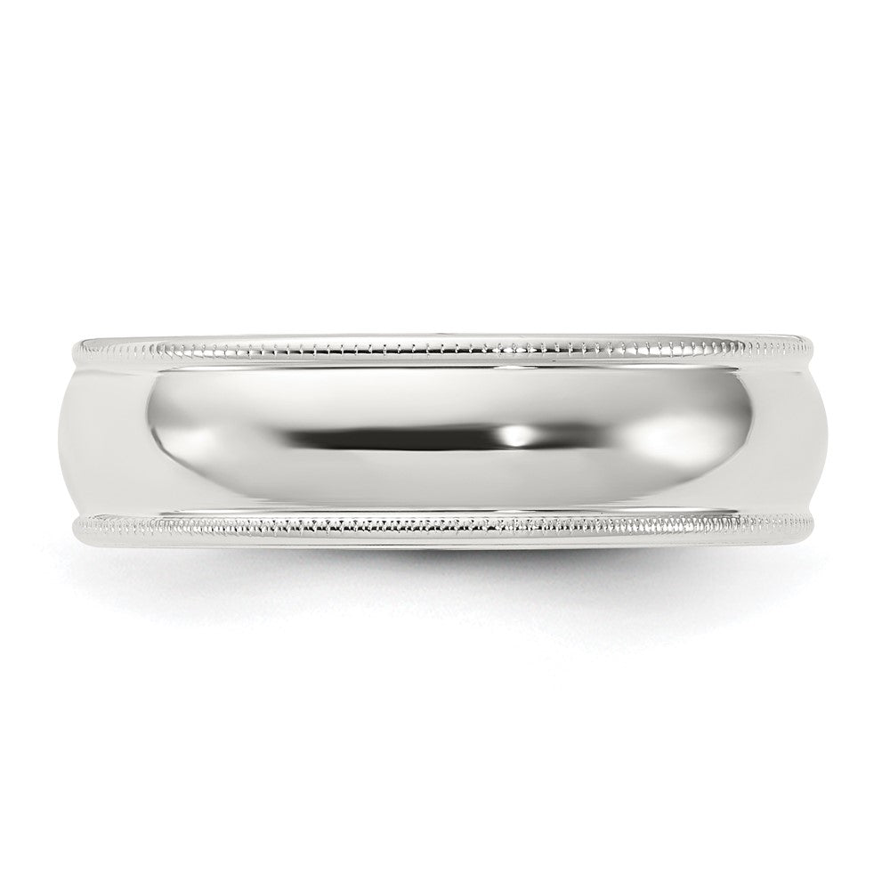 Alternate view of the 6mm Sterling Silver Half Round Milgrain Comfort Fit Band by The Black Bow Jewelry Co.