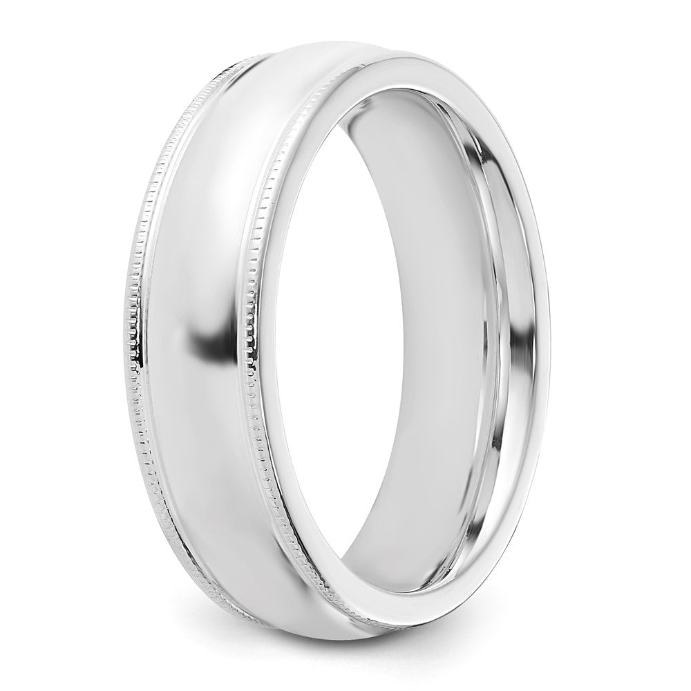 Alternate view of the 6mm Sterling Silver Half Round Milgrain Comfort Fit Band by The Black Bow Jewelry Co.