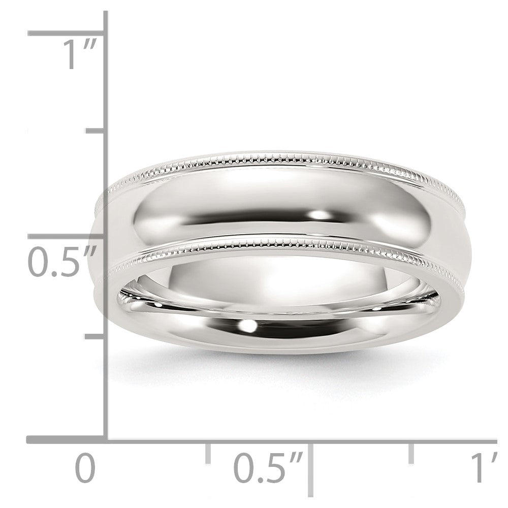 Alternate view of the 6mm Sterling Silver Half Round Milgrain Comfort Fit Band by The Black Bow Jewelry Co.