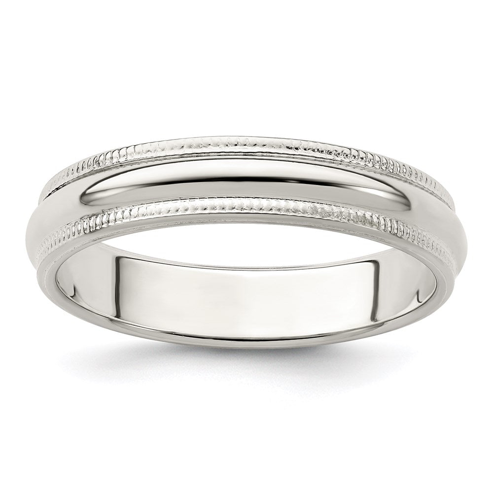 4mm Sterling Silver Half Round Milgrain Edge Standard Fit Band, Item R12478 by The Black Bow Jewelry Co.