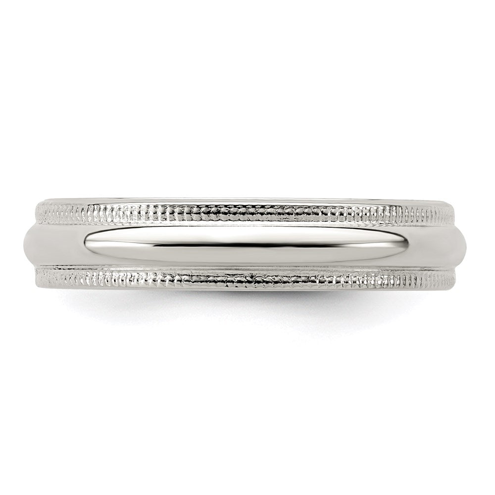 Alternate view of the 4mm Sterling Silver Half Round Milgrain Edge Standard Fit Band by The Black Bow Jewelry Co.