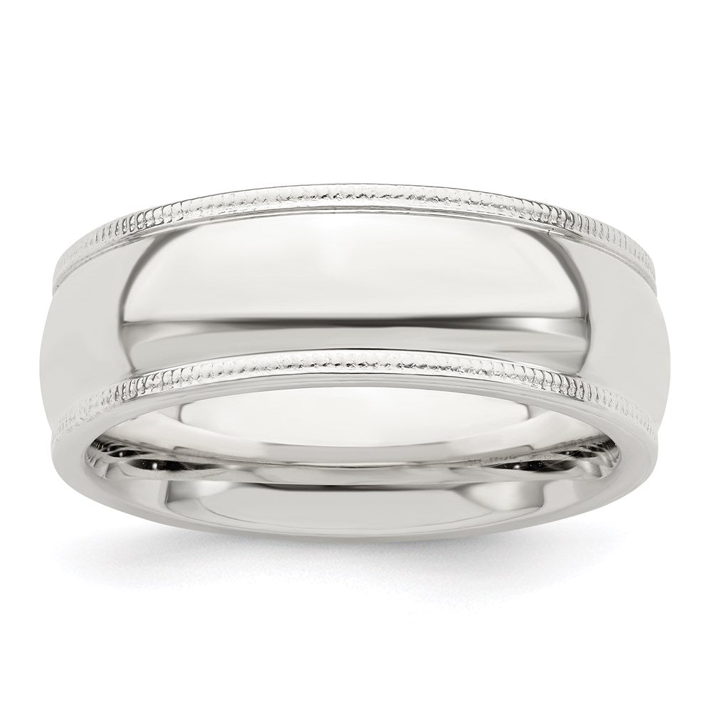 Men&#39;s 7mm Sterling Silver Half Round Milgrain Edge Comfort Fit Band, Item R12481 by The Black Bow Jewelry Co.