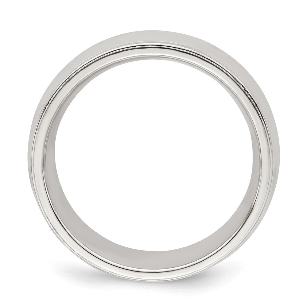 Alternate view of the Men&#39;s 7mm Sterling Silver Half Round Milgrain Edge Comfort Fit Band by The Black Bow Jewelry Co.