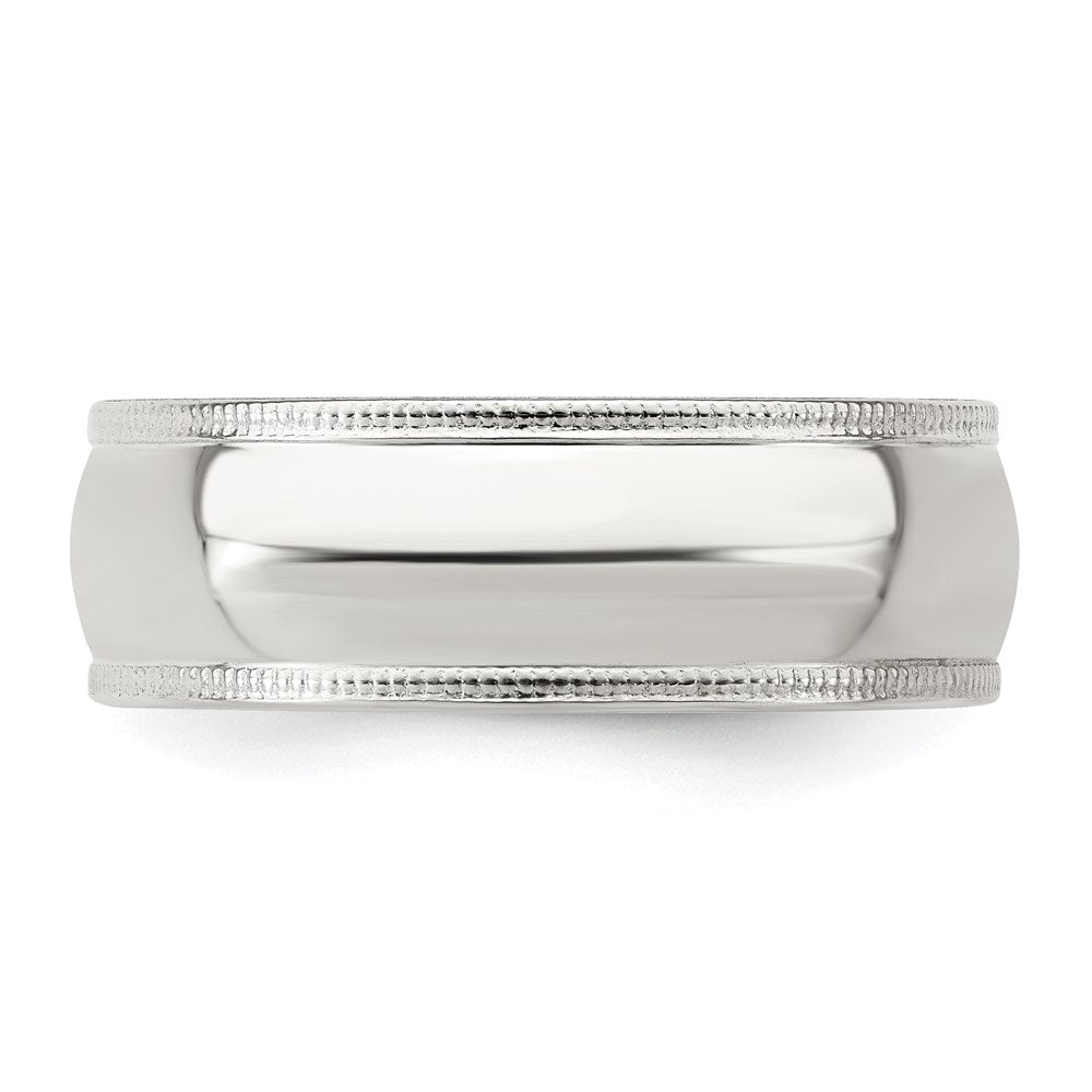 Alternate view of the Men&#39;s 7mm Sterling Silver Half Round Milgrain Edge Comfort Fit Band by The Black Bow Jewelry Co.