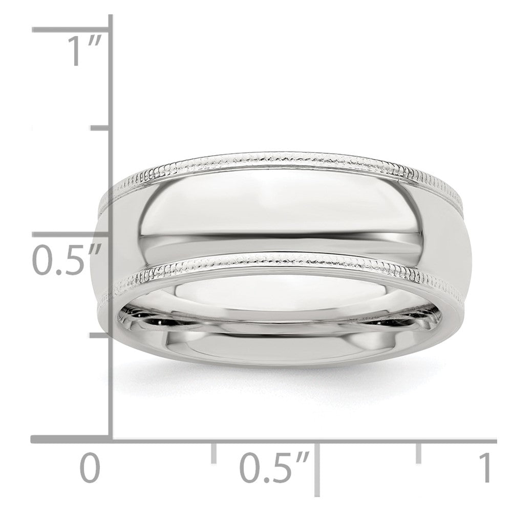 Alternate view of the Men&#39;s 7mm Sterling Silver Half Round Milgrain Edge Comfort Fit Band by The Black Bow Jewelry Co.