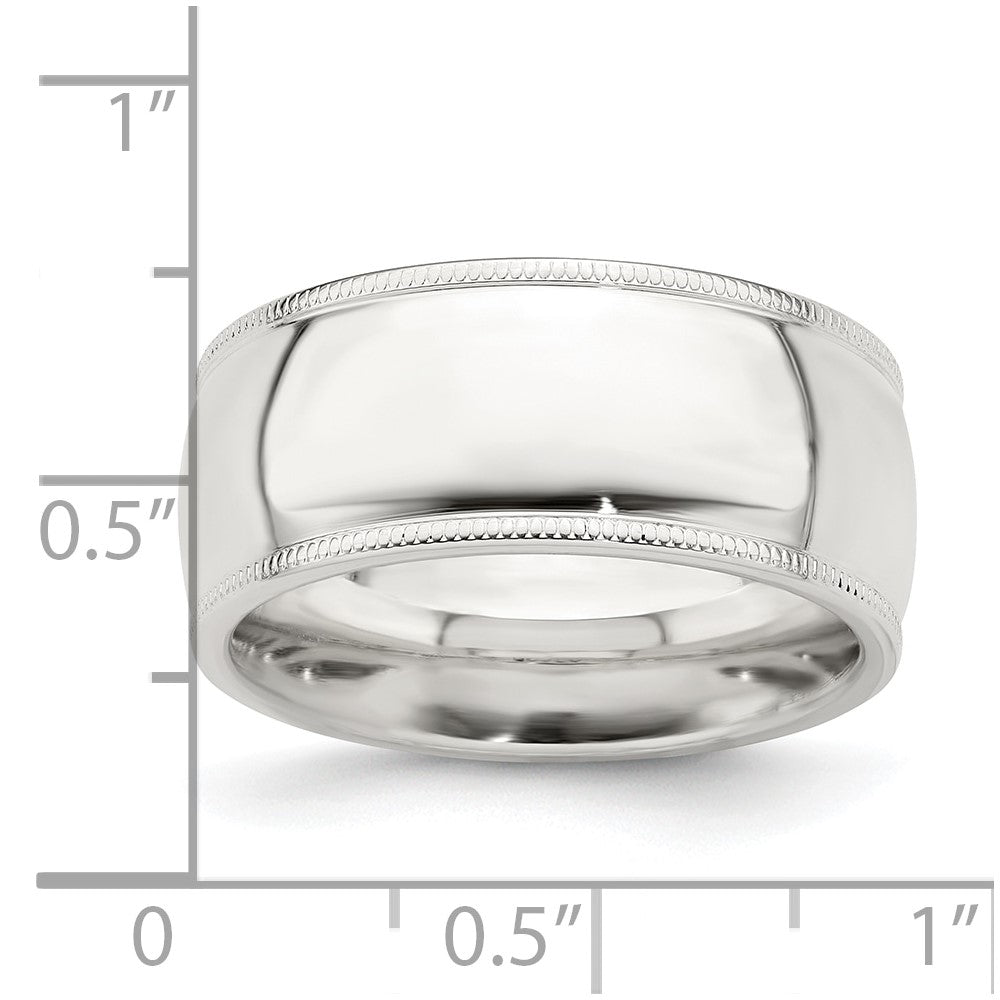 Alternate view of the Men's 9mm Sterling Silver Half Round Milgrain Edge Comfort Fit Band by The Black Bow Jewelry Co.