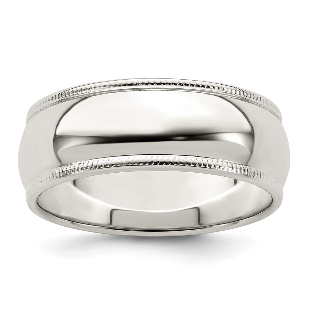 Men&#39;s 7mm Sterling Silver Half Round Milgrain Edge Standard Fit Band, Item R12485 by The Black Bow Jewelry Co.