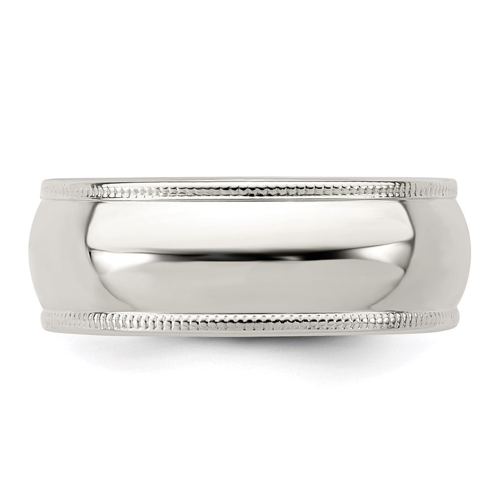 Alternate view of the Men&#39;s 7mm Sterling Silver Half Round Milgrain Edge Standard Fit Band by The Black Bow Jewelry Co.