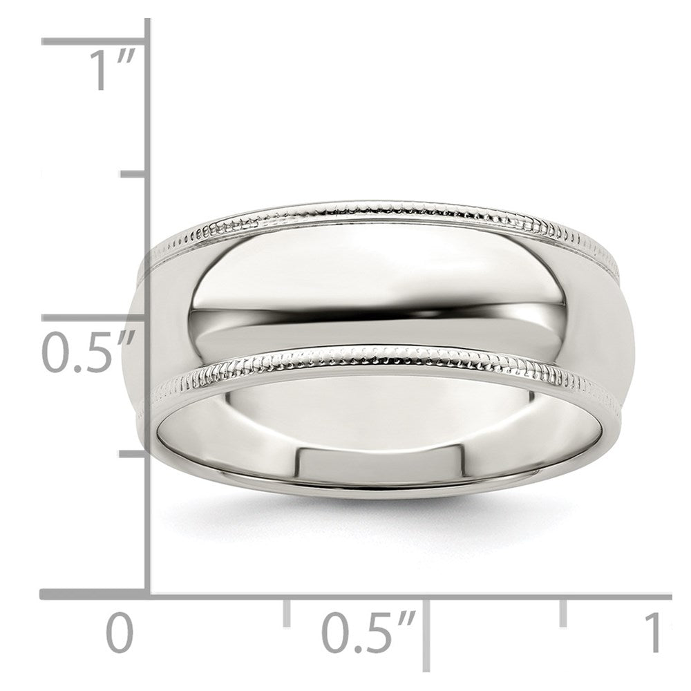 Alternate view of the Men&#39;s 7mm Sterling Silver Half Round Milgrain Edge Standard Fit Band by The Black Bow Jewelry Co.