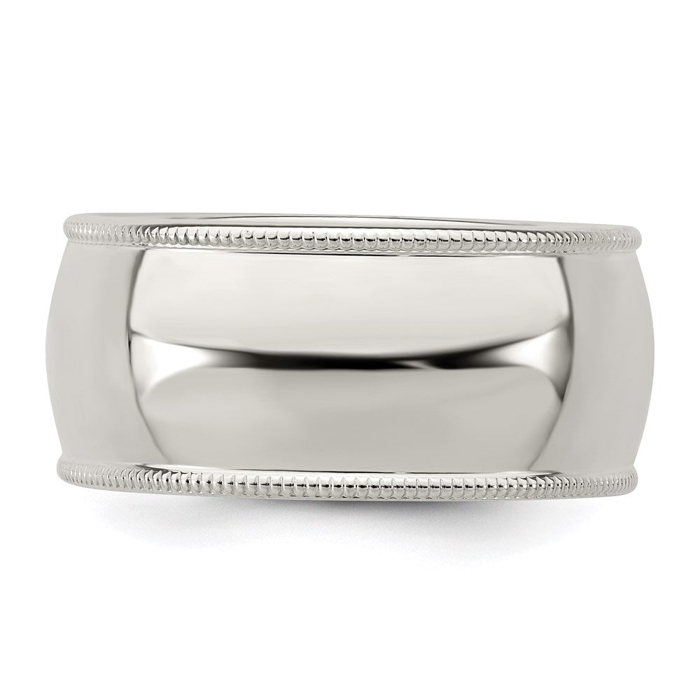 Alternate view of the Men's 9mm Sterling Silver Half Round Milgrain Edge Standard Fit Band by The Black Bow Jewelry Co.