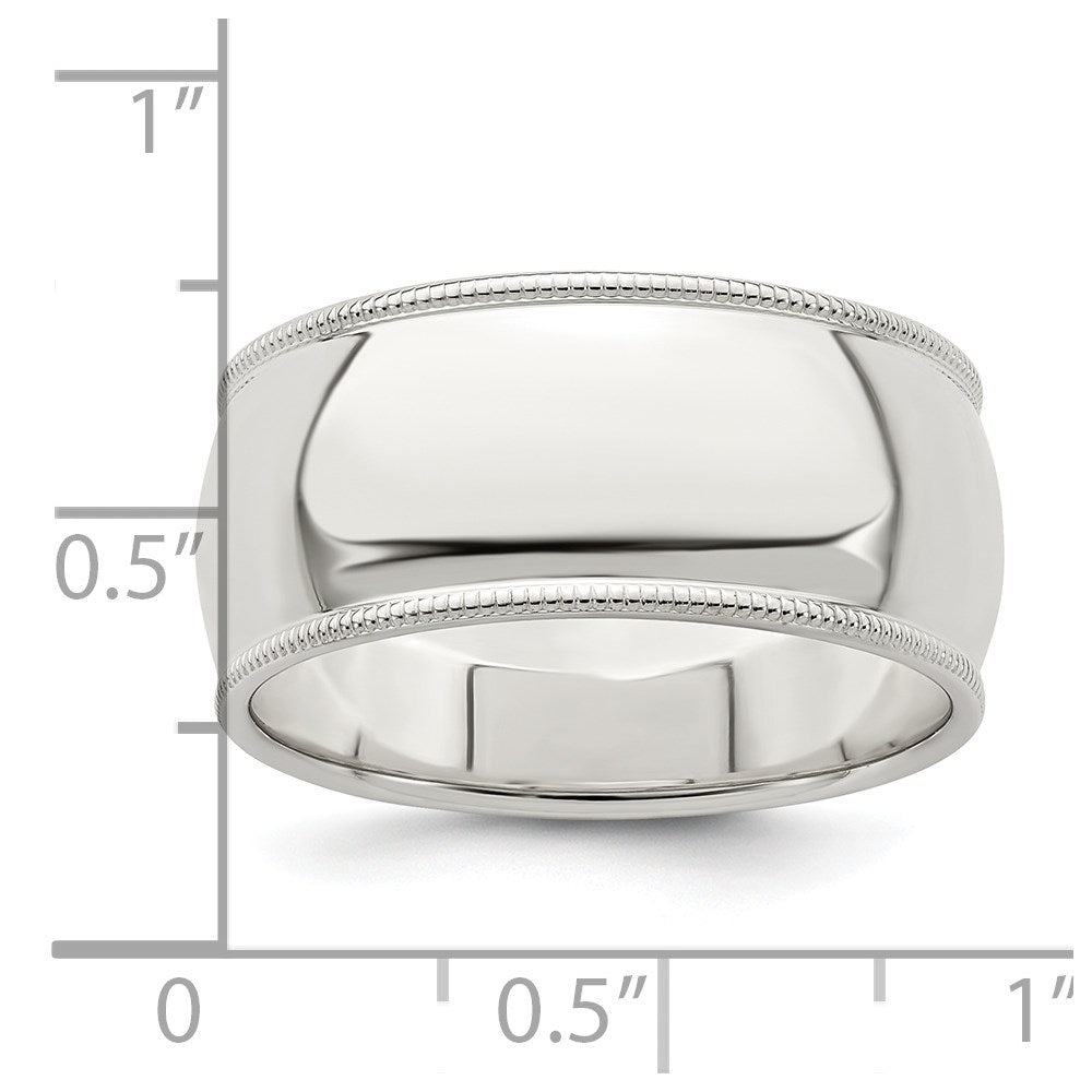 Alternate view of the Men's 9mm Sterling Silver Half Round Milgrain Edge Standard Fit Band by The Black Bow Jewelry Co.