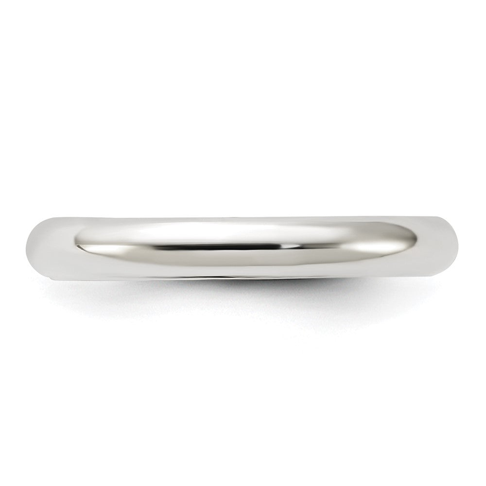 Alternate view of the 3mm Rhodium Plated Sterling Silver Domed Comfort Fit Band by The Black Bow Jewelry Co.