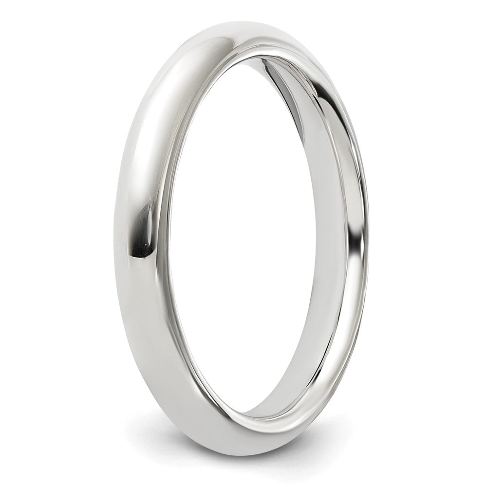 Alternate view of the 3mm Rhodium Plated Sterling Silver Domed Comfort Fit Band by The Black Bow Jewelry Co.
