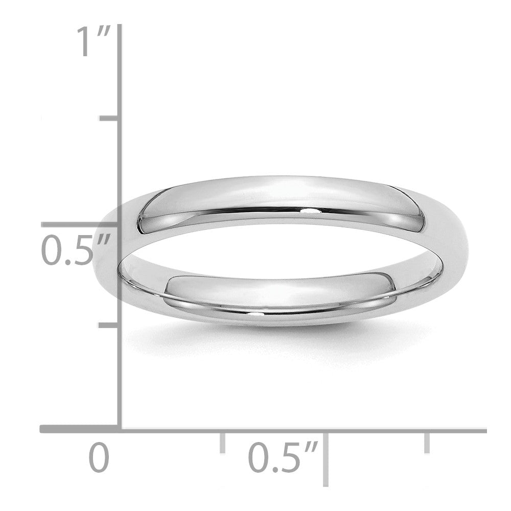 Alternate view of the 3mm Rhodium Plated Sterling Silver Domed Comfort Fit Band by The Black Bow Jewelry Co.