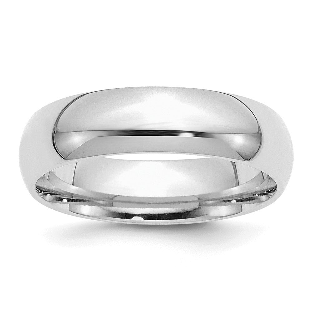 6mm Rhodium Plated Sterling Silver Domed Comfort Fit Band, Item R12489 by The Black Bow Jewelry Co.