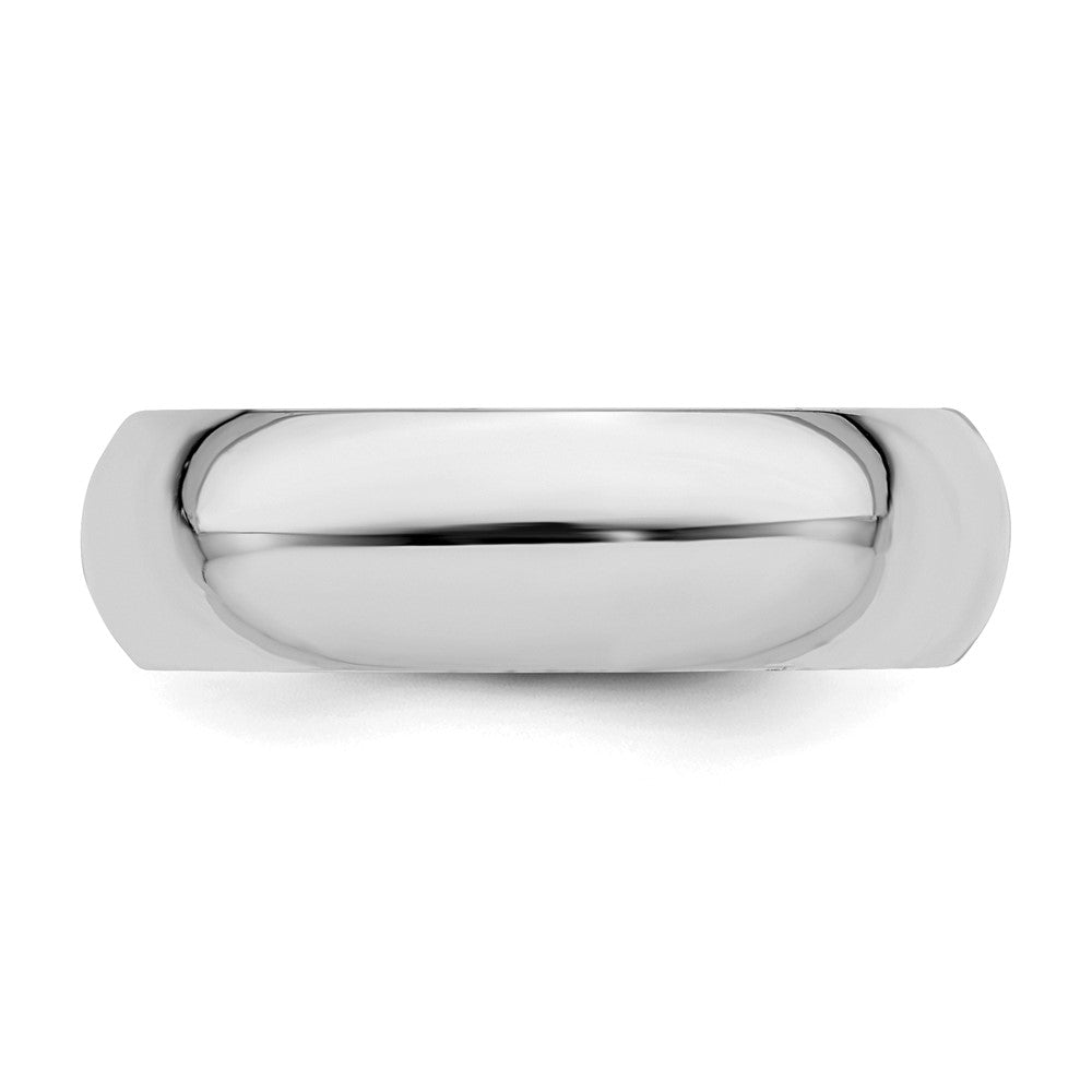 Alternate view of the 6mm Rhodium Plated Sterling Silver Domed Comfort Fit Band by The Black Bow Jewelry Co.