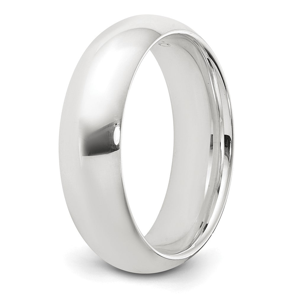 Alternate view of the 6mm Rhodium Plated Sterling Silver Domed Comfort Fit Band by The Black Bow Jewelry Co.