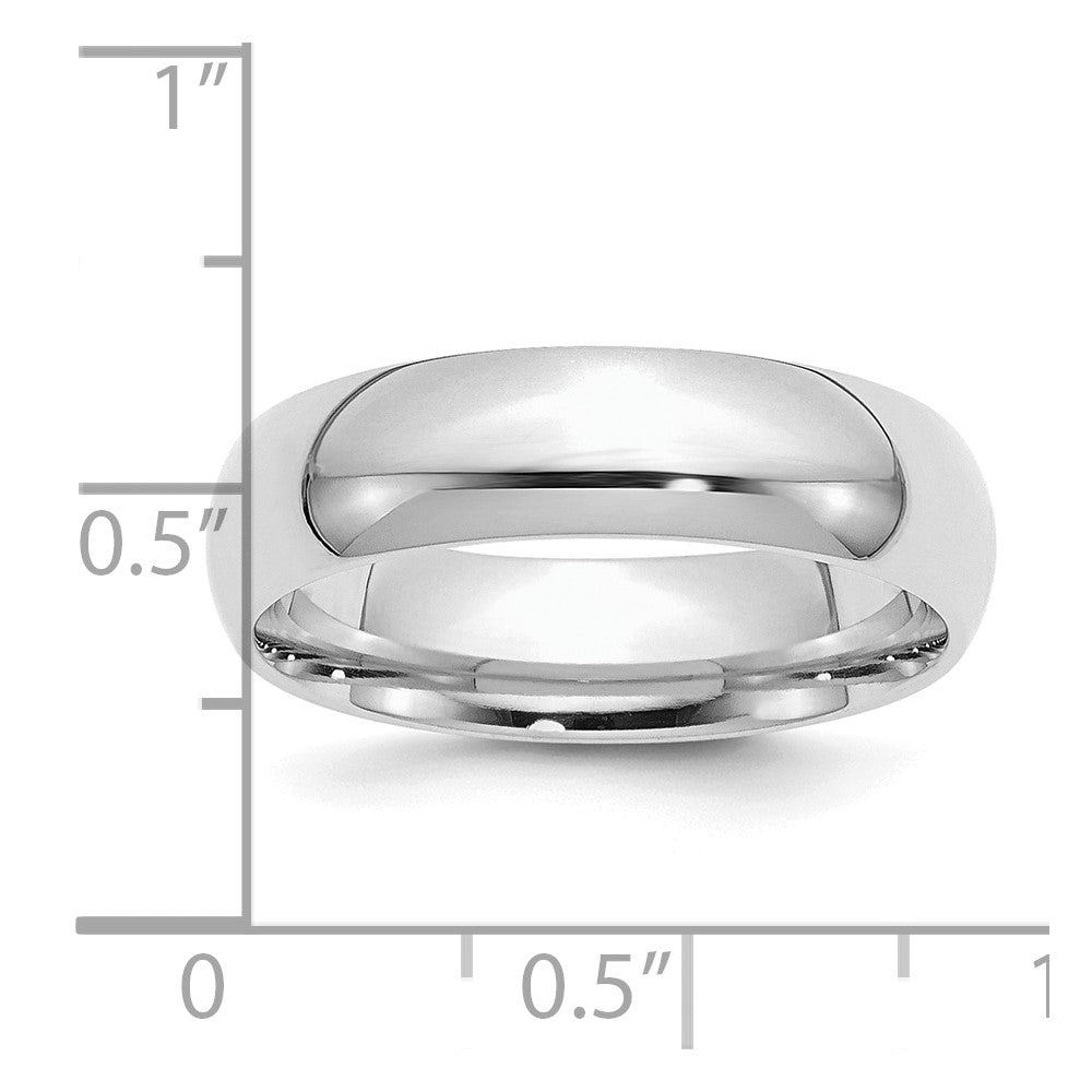 Alternate view of the 6mm Rhodium Plated Sterling Silver Domed Comfort Fit Band by The Black Bow Jewelry Co.
