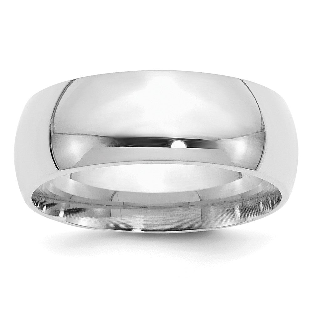 8mm Rhodium Plated Sterling Silver Domed Comfort Fit Band, Item R12490 by The Black Bow Jewelry Co.