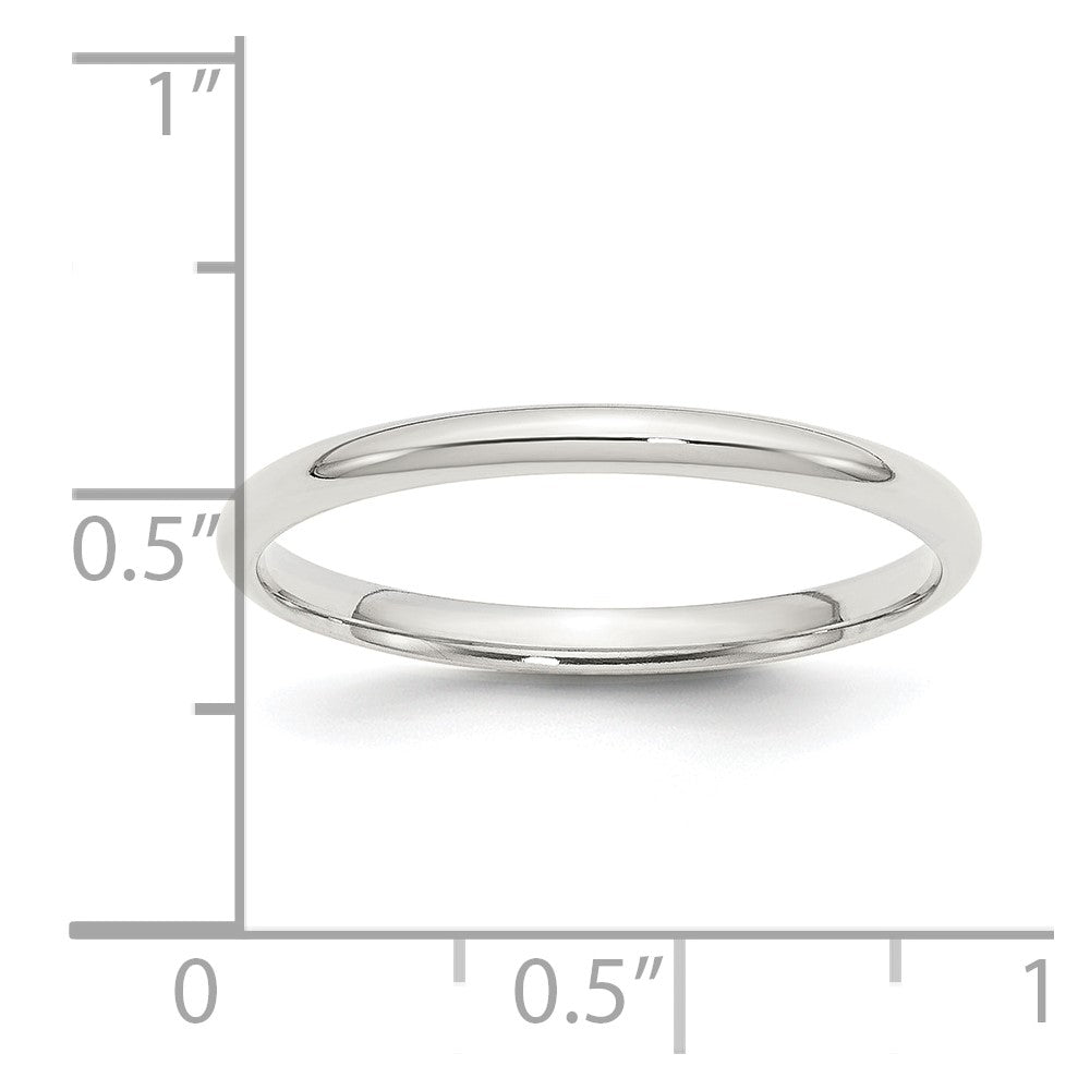 Alternate view of the 2mm Sterling Silver Polished Domed Comfort Fit Band by The Black Bow Jewelry Co.