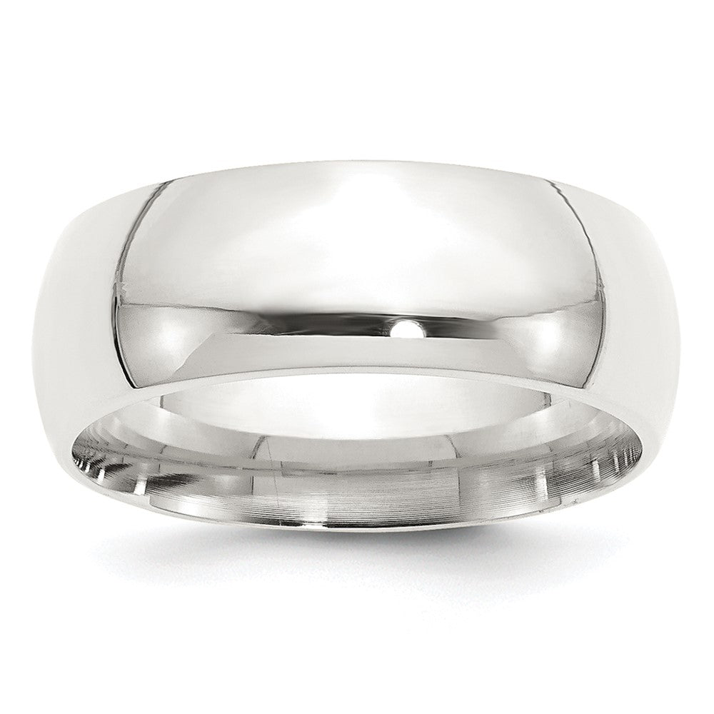 Men&#39;s 8mm Sterling Silver Polished Domed Comfort Fit Band, Item R12497 by The Black Bow Jewelry Co.