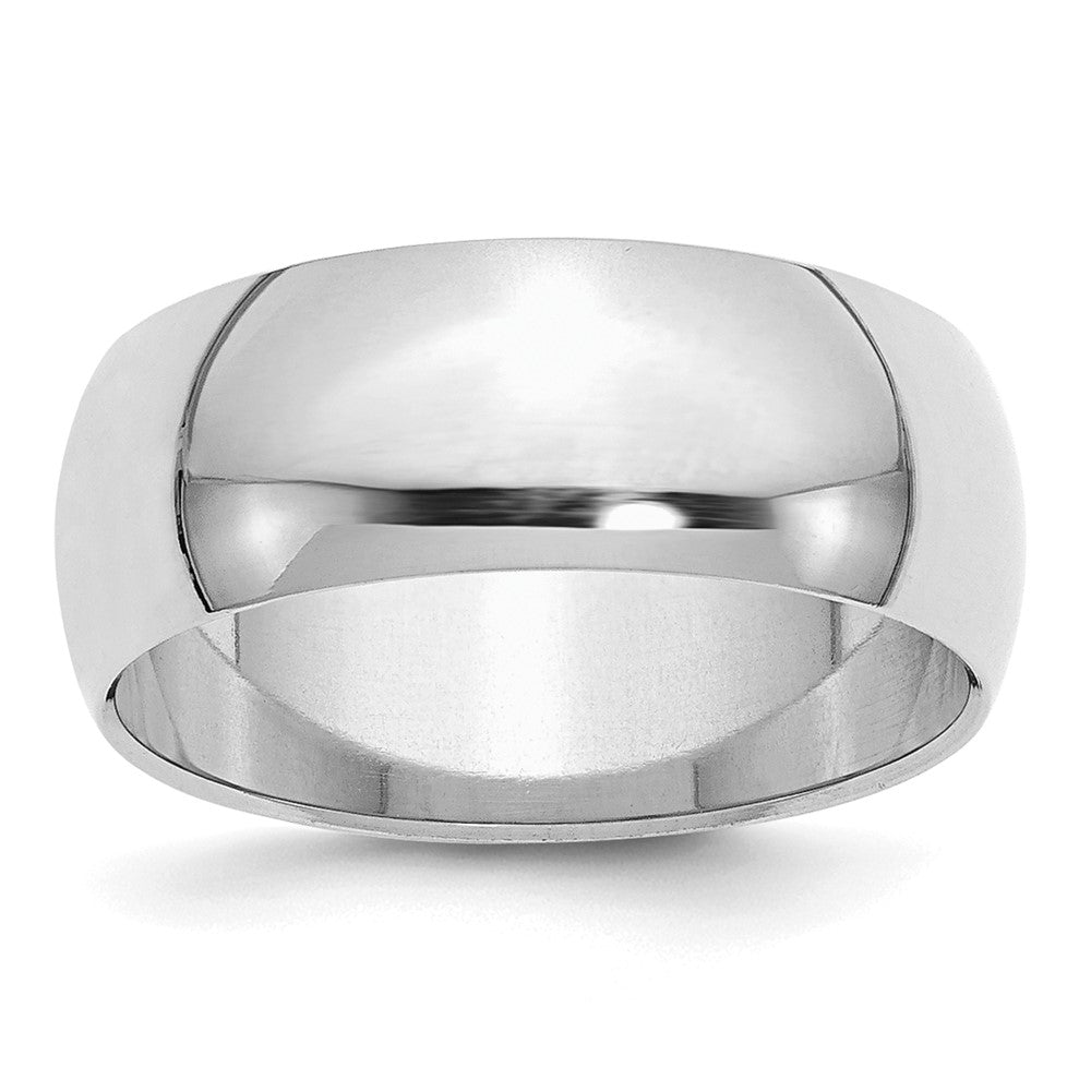 8mm Rhodium Plated Sterling Silver Half Round Standard Fit Band, Item R12503 by The Black Bow Jewelry Co.