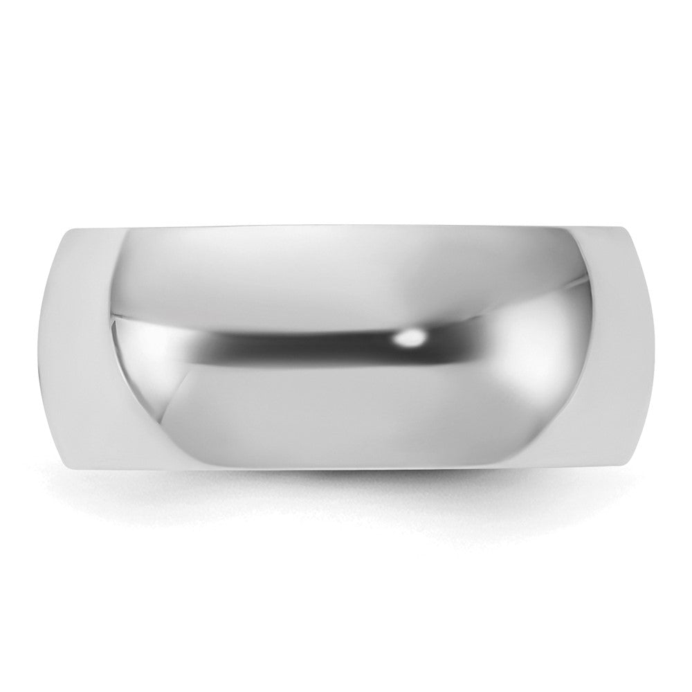 Alternate view of the 8mm Rhodium Plated Sterling Silver Half Round Standard Fit Band by The Black Bow Jewelry Co.