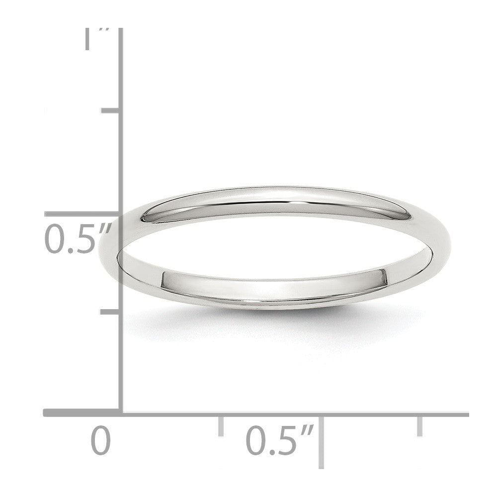 Alternate view of the 2mm Sterling Silver Polished Half Round Standard Fit Band by The Black Bow Jewelry Co.