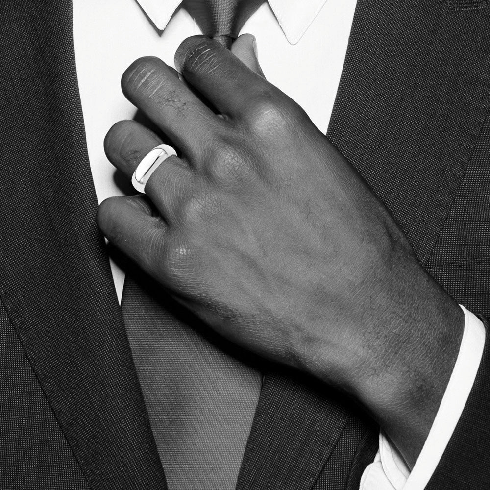 Alternate view of the 6mm Sterling Silver Polished Half Round Standard Fit Band by The Black Bow Jewelry Co.