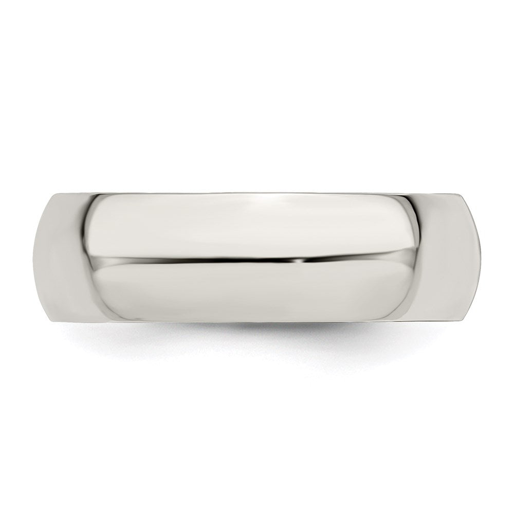 Alternate view of the Men&#39;s 7mm Sterling Silver Polished Half Round Standard Fit Band by The Black Bow Jewelry Co.