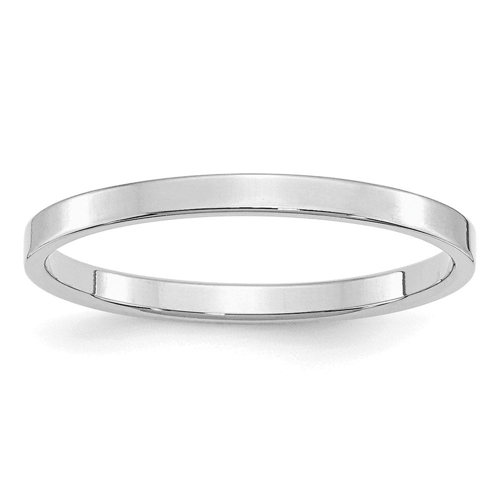 2mm Rhodium Plated Sterling Silver Light Flat Comfort Fit Band, Item R12514 by The Black Bow Jewelry Co.