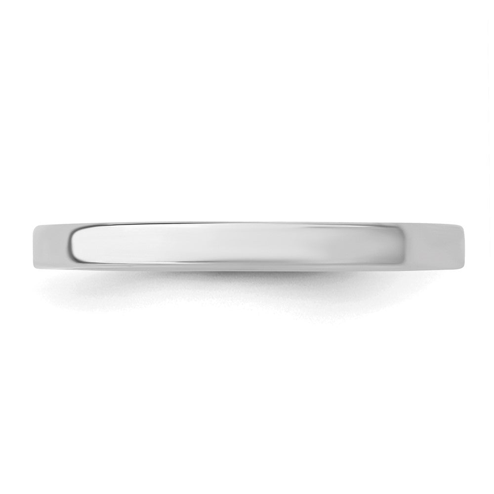Alternate view of the 2mm Rhodium Plated Sterling Silver Light Flat Comfort Fit Band by The Black Bow Jewelry Co.
