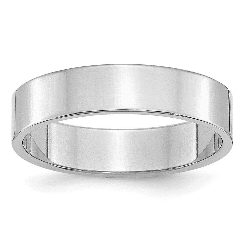 5mm Rhodium Plated Sterling Silver Light Flat Comfort Fit Band, Item R12515 by The Black Bow Jewelry Co.